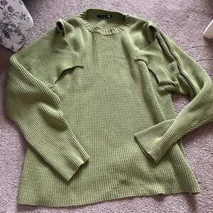 Oversized green knit sweater